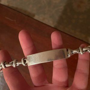 Vintage Sterling Silver Link ID Bracelet w/ toggle closure (possibly John Hardy)